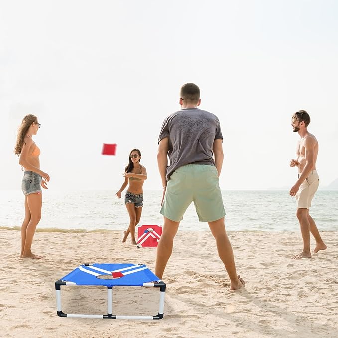 Portable Cornhole Set with 2 Collapsible Cornhole Boards, 8 Cornhole Bean Bags and Carrying Case for Yard Toss Game, Indoor Outdoor Camping Games for Family Parties (3 x 2-feet)