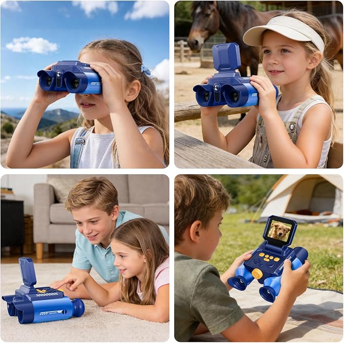 Binoculars for Kids with Night Vision - 48MP FHD Digital Camera Binoculars STEM Toy with 2.4" IPS Screen, 10X Optical Zoom, Rechargeable for 4-12 Years Boys & Girls Birthday Gift Outdoor Bird Watching
