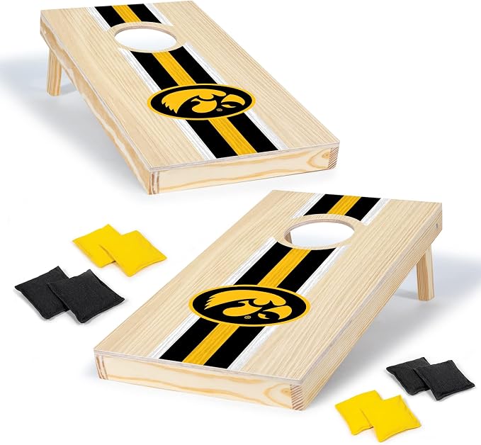 Wild Sports College Portable Size 1' x 2' Solid Wood Cornhole Set with Direct Print HD Team Graphics – Travel Size