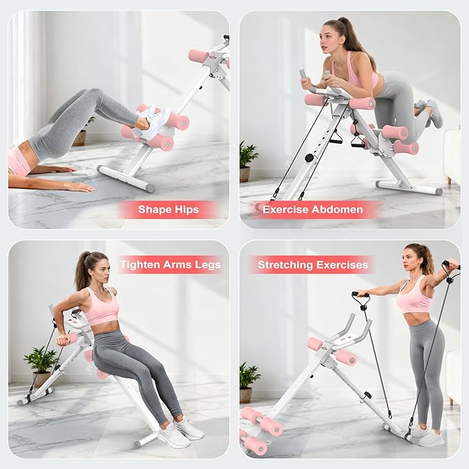 RELIFE REBUILD YOUR LIFE AB Workout Machine Adjustable Ab Trainer Machine Foldable Ab Cruncher Strength Training Equipment for Home Gym, Full Body Workout Equipment 440 LBS