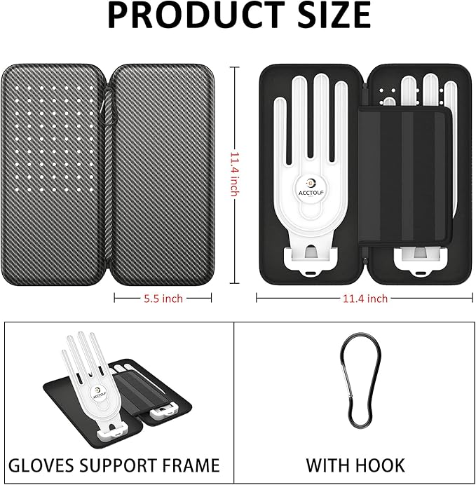 Golf Glove Case, Golf Glove Case with Two Gloves Holder for Golf Bag Accessories, Golf Storage Organizer for Tees, Divot Tool, Ball Markers for Men and Women Golfers