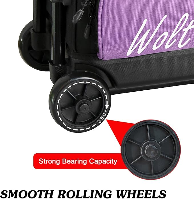 WOLT 3 Ball Bowling Bags with Wheels,Bowling Ball Bag 3 Ball Roller with Separate Shoe Compartment and Accessory Pocket, Retractable Handle Extends to 38’’