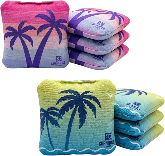 Professional Dual Sided Cornhole Bags- 16 oz 6x6 w/Premium Resin Fill - Official Tournament Slide/Stick Pro Bean Bags - Regulation/Approved