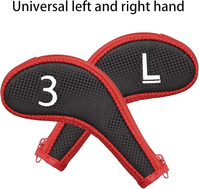 11pcs/Set Golf Club Sock Iron Head Covers Headcover with No. on Both Sides Suitable for Right and Left Handed Golfer Zipper Closure