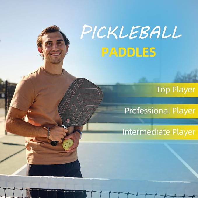 Pickleball Paddles, Professional Carbon Fiber Pickleball Paddle for High Spin & Powerful Shots with Honeycomb Core Pickleball Racket for Indoor Outdoor Play