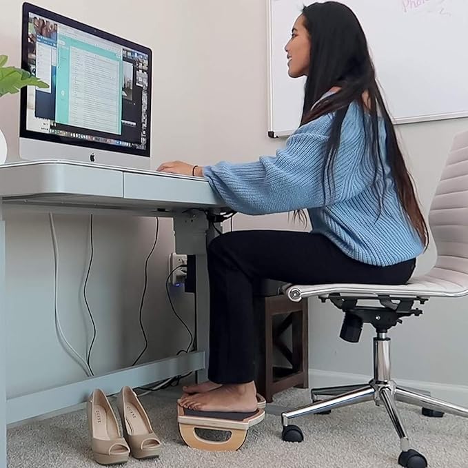 StrongTek Single-Leg Balance Board and Rocking Foot Rest Set, Single-leg ankle trainer with carry bag and exercise guide plus 18 in rocking wood foot rest for balance and desk use