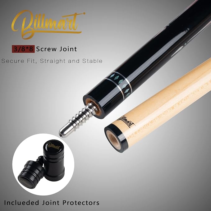 Billmart Pool Cue Stick, Low Deflection Shaft Billiard Cue Sticks with Hard Case, Pool Table Sticks Queue, 19-21 oz Pool Que