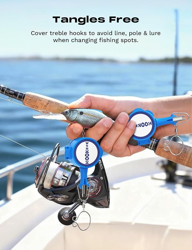 HOOK-EZE Fishing Knot Tying Tool,Treble Hook Covers Keeps Lures Safe, Hook Sharpener, Lure Wraps for Fishing Rod, Fishing Line Cutter Accessories Gifts for Anglers Fishermen