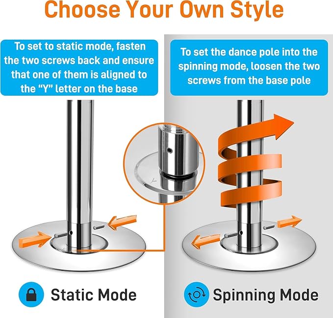 SereneLife Professional Spinning Dance Pole, 45mm Portable Exercise Pole for Fitness – Durable Steel Build, Anti-Rust Finish, Suitable for Home, Club, Gym, Party, Pub