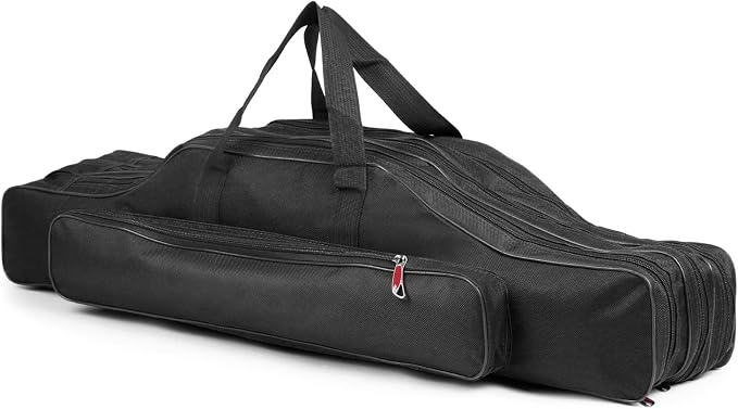 Fishing Rod Case Three Layers Fishing Rod Bag Oxford Portable Folding Fishing Pole Bag Outdoor Waterproof Tackle Storage Travel Bags Carry Organizer for Fishing Camping Hiking