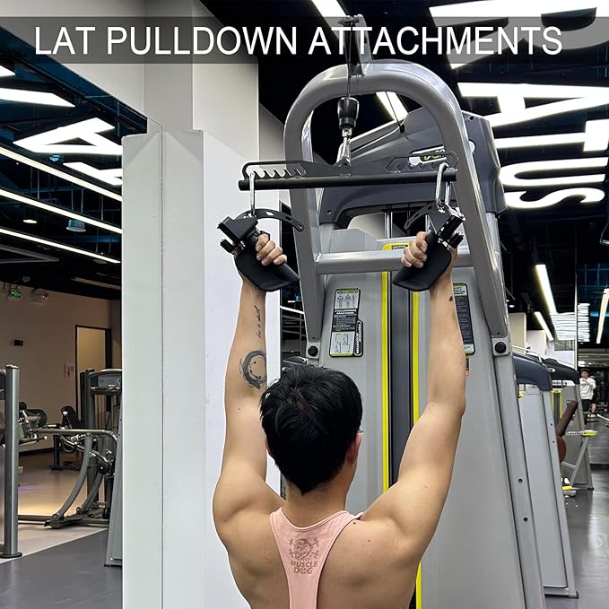 Adjustable Lat Pull down Bar, Cable Machine Attachments for Gym, Home Gym Fitness T-bar Row Pulldown Attachments, Lat Pull Down Machine Wide Grip Neutral Grip Handle