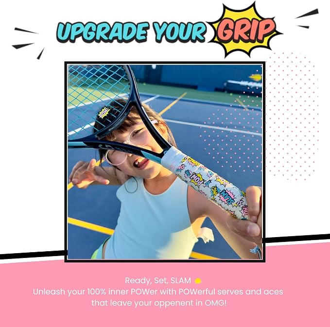 Tennis Tape & Dampener Set - 2 Tacky 45” Long x 0.98” Wide Racket Handle Overgrips & 1 Matching Ping Dampener