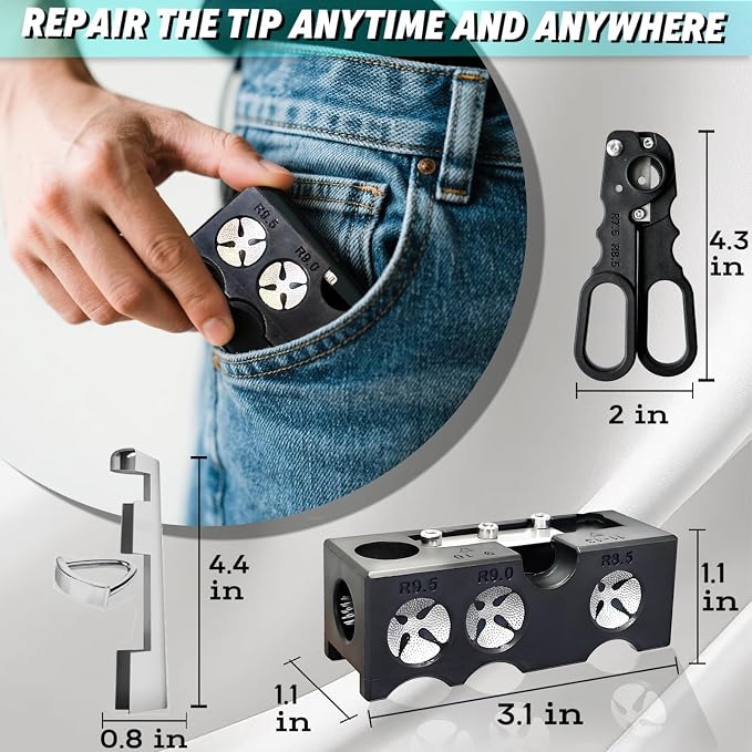 11-in-1 Pool Cue Tip Repair kit, Professional All-in-One pool stick Tip Tool for Shaping, Replacement, Maintenance. Tips Shaper & Scuffer kit, Pool Cue trimmer - For Billiards Enthusiasts & Pros