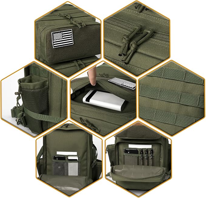 QT&QY 25L/45L Military Tactical Backpack For Men Molle Daypack 3 Day Bug Out Bag Hiking Rucksack With Bottle Holder
