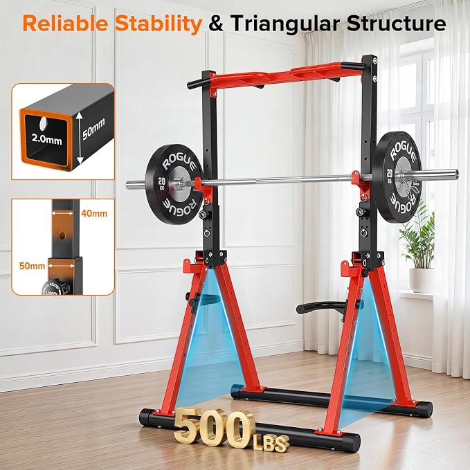 700LBS Foldable Power Tower Pull Up Bar - Multi-function Power Tower Dip Station with Adjustable Height for Home Gym, Portable Free Standing Strength Training Equipment for Indoor & Outdoor