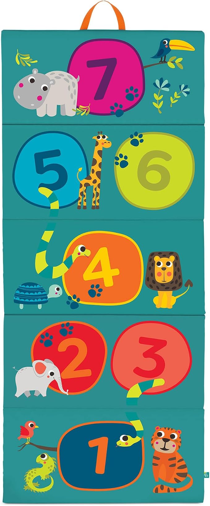 B. toys – Tumbling Mat – Gymnastics Play Surface for Kids – Numbers, Animals, Hopscotch Game – Folding Gym Mat – 3+ Years – Hop-n-Count