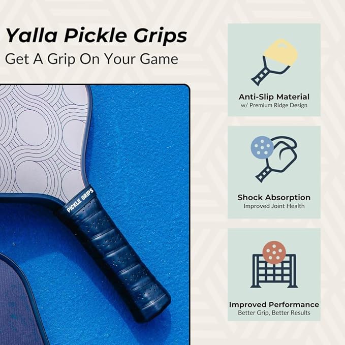 Pickle Grips Pickleball Paddle Grip Tape - Overgrip Grip Wrap for Pickleball Racket - Moisture Wicking Paddle Grip Wrap (2 Pack)