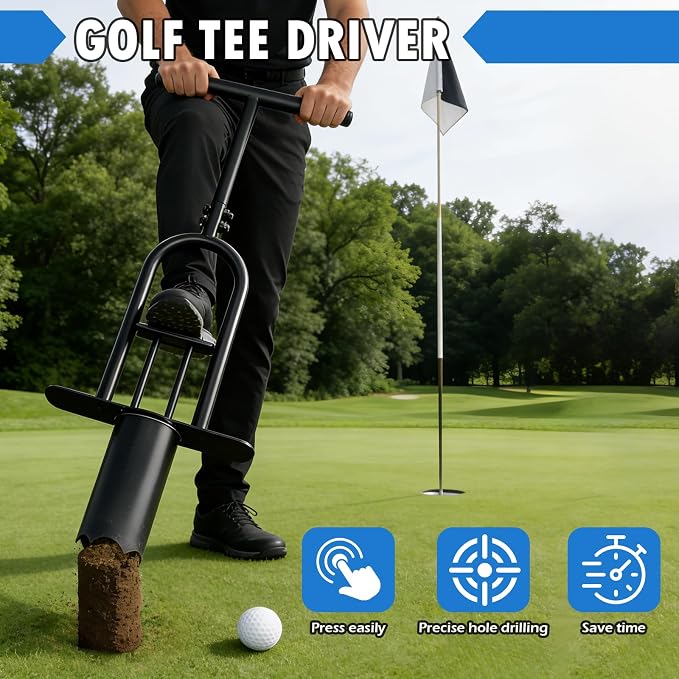 Golf Hole Cutter, 4" & 6" Golf Hole Digger Tool with Detachable Handle, Portable Metal Cup Cutter Set Professional Golf Practice Accessories for Backyard, Lawn, Putting Green & Outdoor Gardening