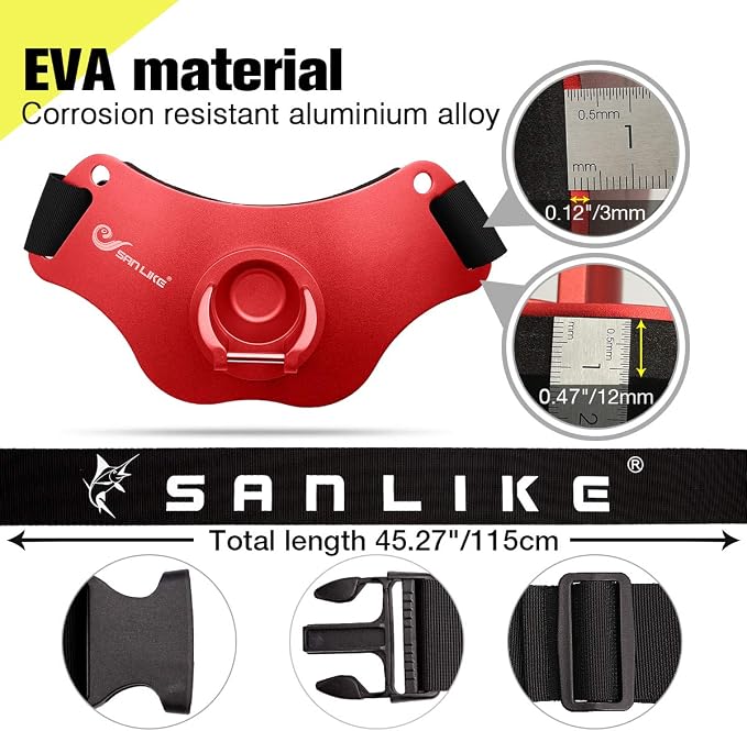SANLIKE Fishing Belt Fight Belt Adjustable Aluminum Waist Fighting Belt Rod Holder Stand-up Fishing Belt