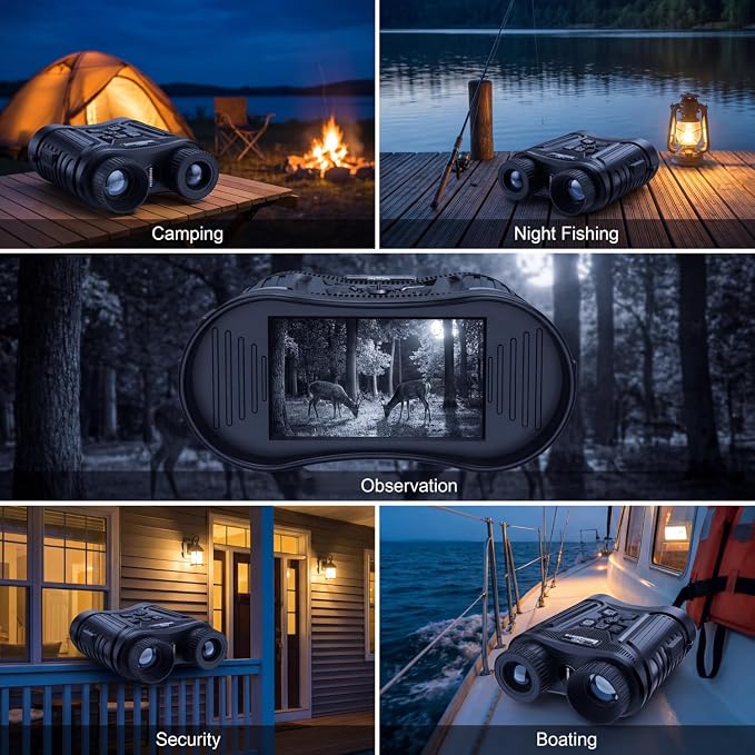 4K Night Vision Goggles & Binoculars for Adults, HD with 3" Screen, 8X Digital Zoom, 2000FT Infrared Range, External Flashlight for Camping & Outdoor Observation