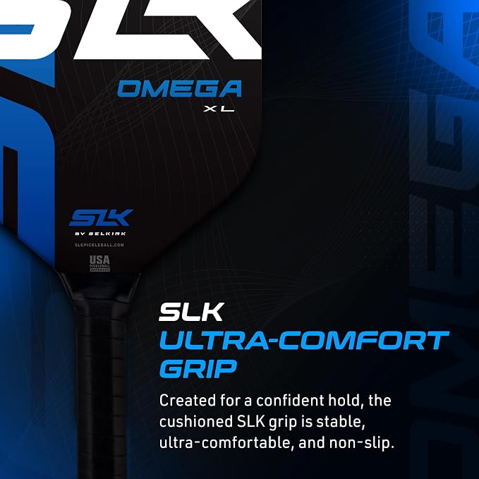 Selkirk Sport SLK Omega Pickleball Paddle & Pro S1 Ball 4-Pack | Made in the USA | Edgeless Carbon Fiber Pickleball Paddle | USAPA Approved