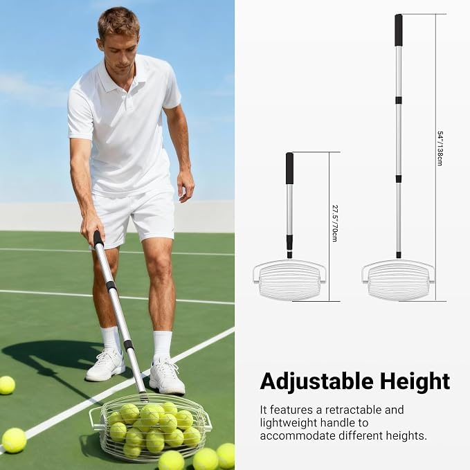 NEEWER Tennis Ball Pickleball Collector Roller, No Bending Over Quick Rolling Picker for Up to 40 Tennis Balls