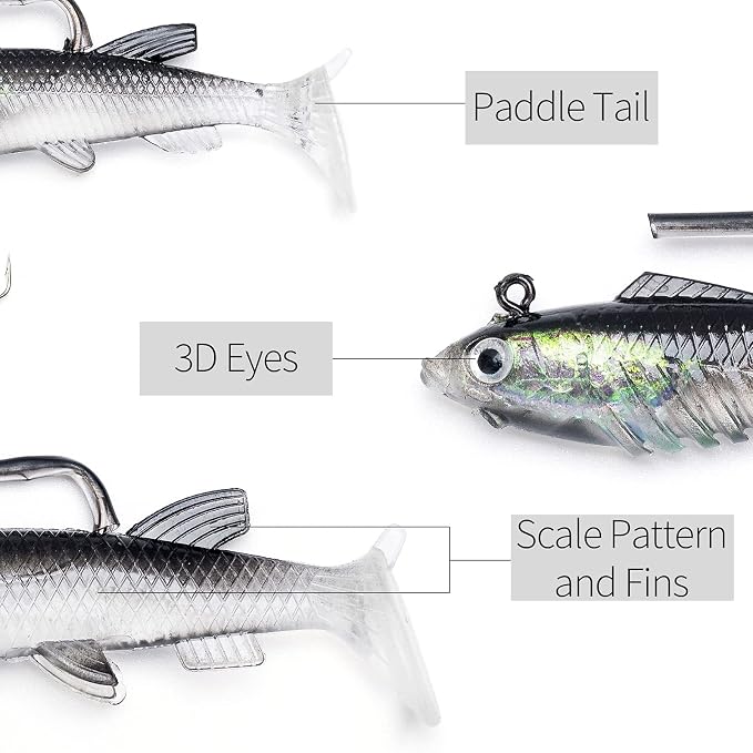 Dr.Fish 60 Pieces Fishing Lures, 5 Tackle Box with Tackle Included, Trout Lures Feather Tail Spinner Baits Soft Baits Fishing Lures for Freshwater Saltwater Crappie Walleye Bass Lures Kit