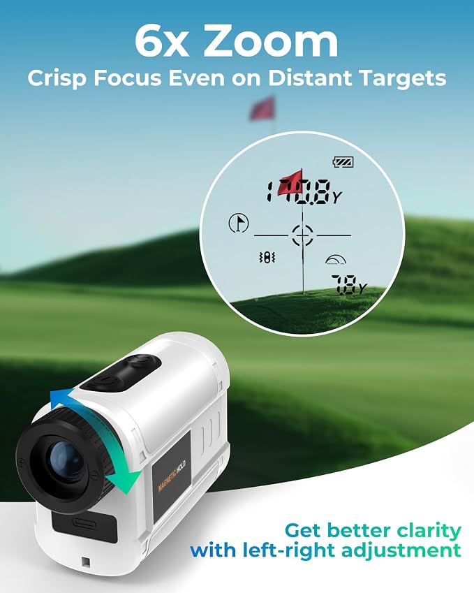 Golf Rangefinder with Slope, CIGMAN 1312 Yards Range Finder Golf, External Color Display, Flag Lock Vibration, 6X Magnification, Rechargeable Laser Range Finder with Magnetic, Ideal