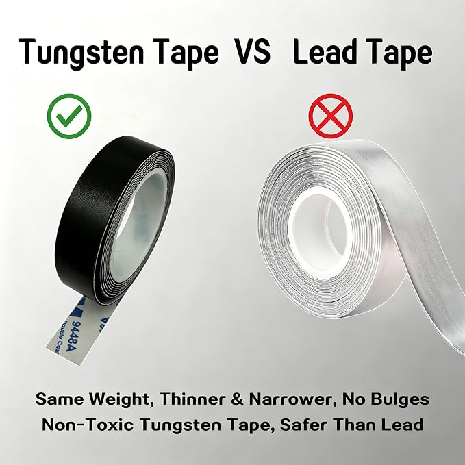 Tungsten Weight Tuning Tape, 60 Inch High Density Balance Strip, 0.5g/in & 1g/in Two Density Options, Non-Toxic Strong Adhesive Weight Strip for Pickleball Paddles, Golf Clubs & Tennis Rackets