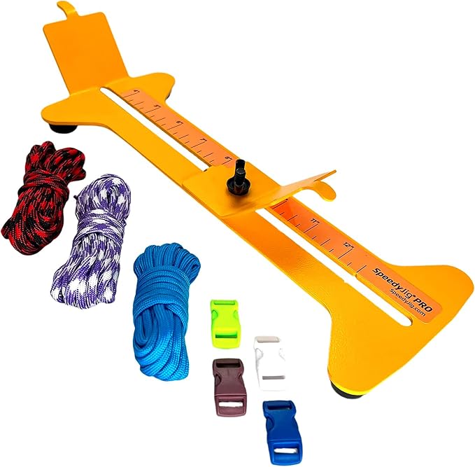 SpeedyJig PRO - Paracord Bracelet Kit and Jig | Easily Make Paracord Bracelets from 4" to Over 13" | Adjustable Steel Frame Made in The USA | Includes Free Paracord & Buckles