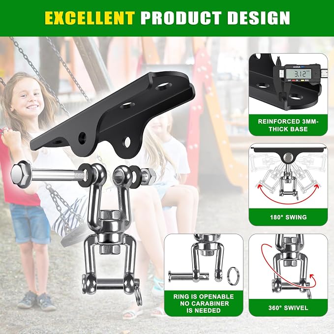 360° Swivel Swing Hanger Swing Ceiling Mount with Removable Hooks Hanging Chairs Hanger 1000 LBS Capacity Heavy Bag Hanger Swingset Hardware for Hammock Chair, Porch Swings, Aerial Silks, Tire Swing