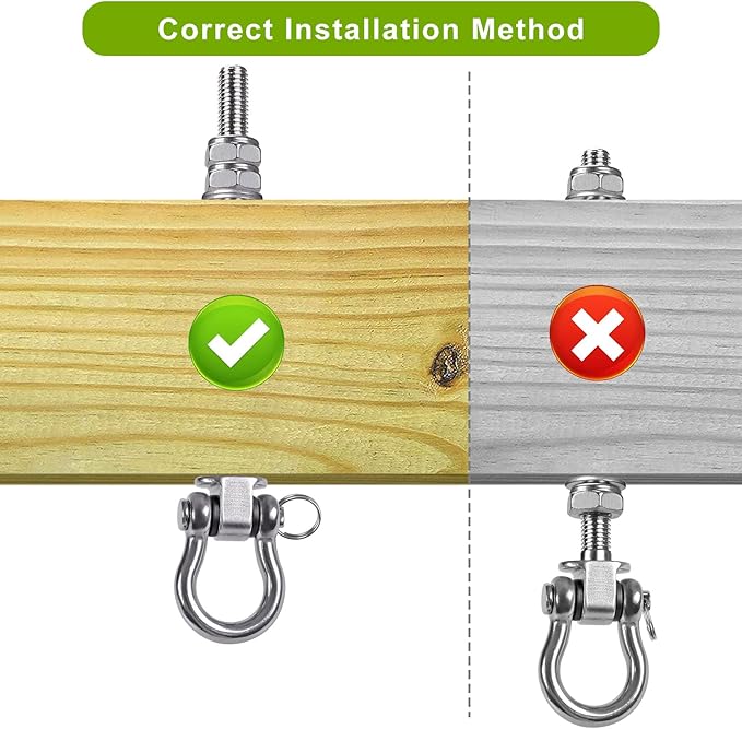 SELEWARE Heavy Duty Bearing Swing Hangers, 4 Pack Stainless Steel Hooks for Wood and Steel Beam, Sets Hardware for Hammock, Yoga, Porch, Heavy Bag, 7" x M2/5", 1500LB Capacity