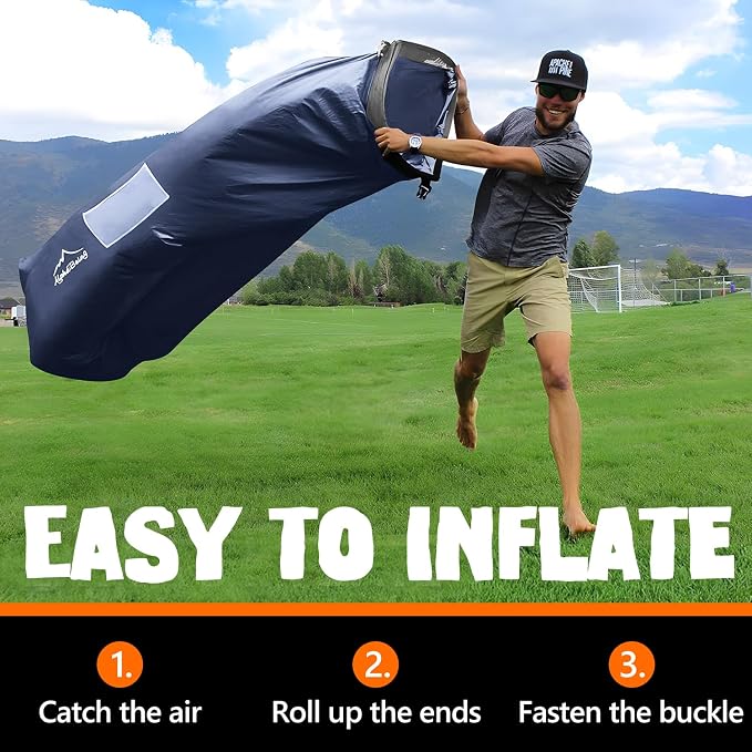 AlphaBeing Inflatable Lounger Beach Chair Accessories, Air Sofa Hammock Inflatable Couch for Camping Backyard Lakeside with Compression Sacks, Ideal Outdoor Gifts for Adults