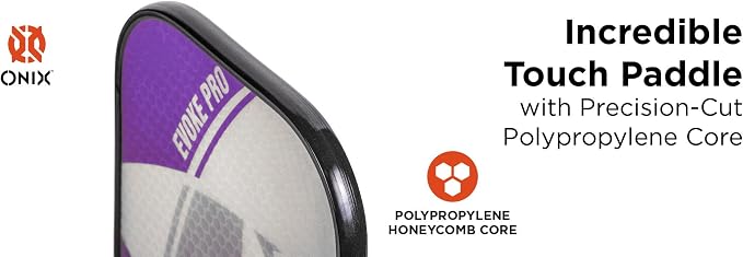 Onix Evoke Pro Composite Face Incredible Touch Maximum Control and Spin Pickleball Paddle – Polypropylene Honeycomb Core with Protective Edge Guard Widebody Shape