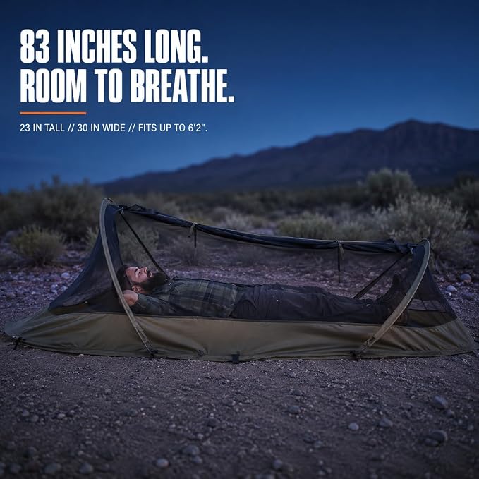 USGI Industries Bivy Tent | Lightweight Single Person Sleeping Net System for Outdoors, Camping, Survival, Hiking, Backpack | Mesh Protection