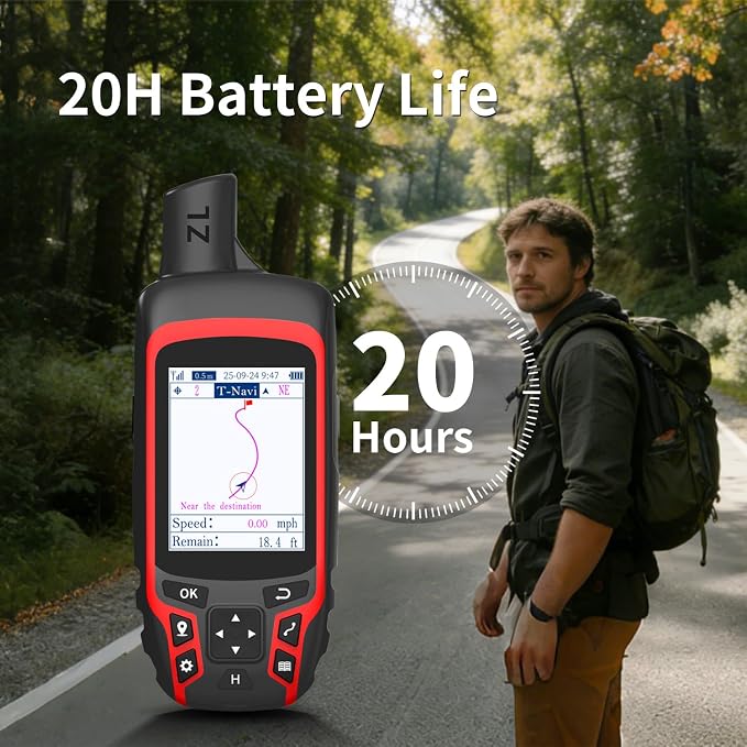A6 Handheld GPS for Hiking, Multi GNSS Support, Rugged and Compact GPS Navigator with 2.4" Color Screen, 20 Hours Battery Life for Hiking and All Outdoor Activities