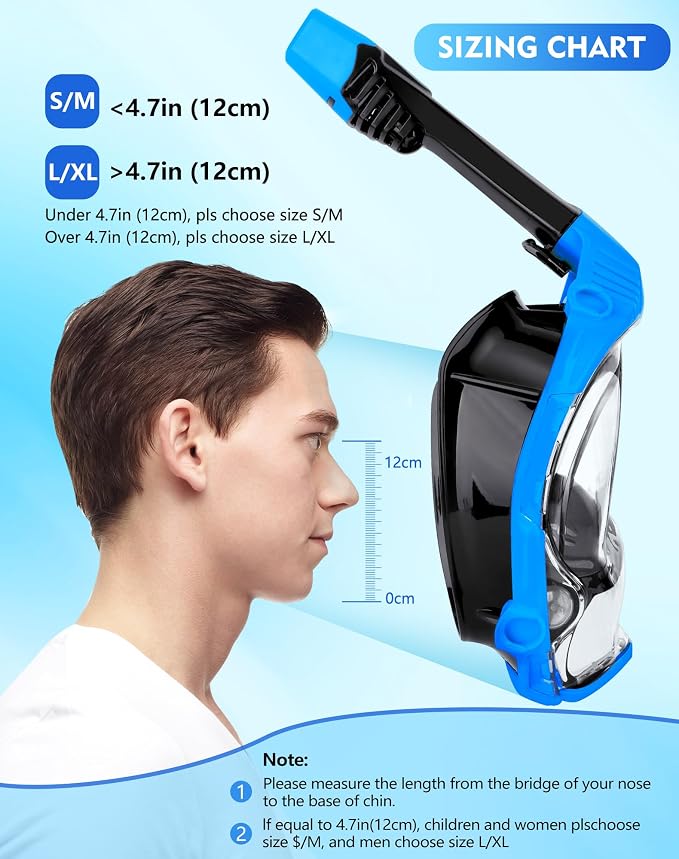 VGKE Full Face Snorkel Mask for Adults, Snorkeling Gear with Waterproof Phone Pouch, Unisex for Men and Women, 180-degree HD Panoramic View, Anti-Leak & Anti-Fog, Breathe Freely