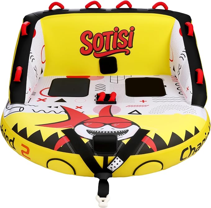 Towable Tube for Boating, 1–2 Person Inflatable Towable Tube with Quick Connect, Heavy Duty 840D Nylon Water Tube for Lake & Water Sports