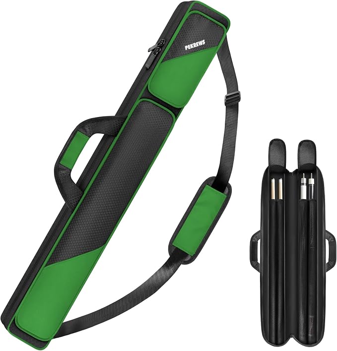 PEKREWS 2x2 Soft Cue Bag Green & 1x1 Soft Pool Cue Bag Black Set