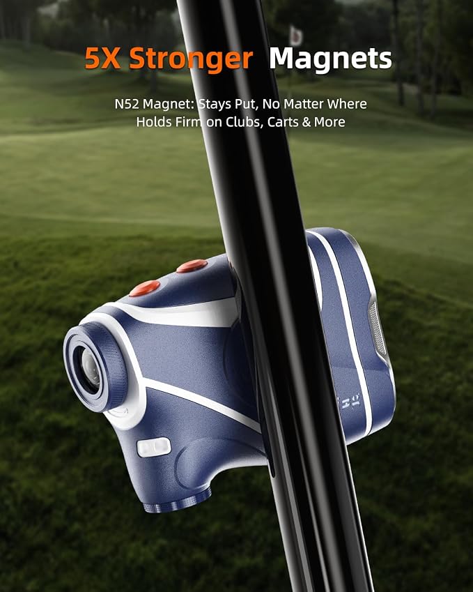 AOFAR GX10 Golf Rangefinder with Exclusive Auto RED Display Adjustment, Max N52 Magnet for Absorbing Anywhere, Independent Slope Switch Button with Indicator Light, Full Accessories, IPX4 Waterproof