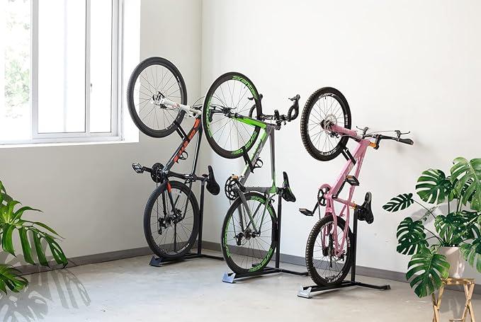 PHUNAYA Bike Stand,Vertical Bike Rack For Indoor Bike Storage,Upright Bicycle Stand Floor.Heavy Duty Bike Holder With PVC Coating.Suit 24"-29" MTB,Hybrid and Road Bike,Patent Application. (2 Pack)