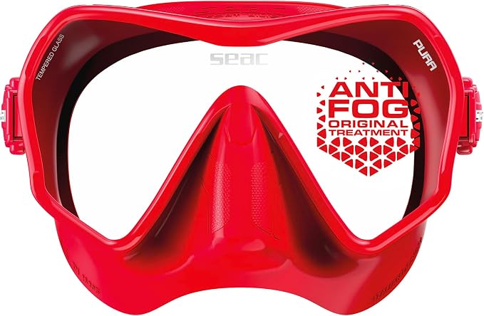 SEAC Pura – Frameless Single-Lens Silicone Diving Mask | Antifog Low Volume Mask for Diving and Snorkeling with 3D Buckle