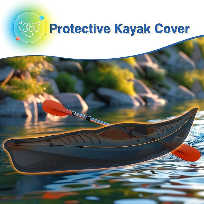 Kayak Cover 600D Canoe Cover for Outdoor Storage Heavy Duty & Waterproof, Fade-Resistant, Fits Paddle Board, SUP, Canoe, and Kayak Boat