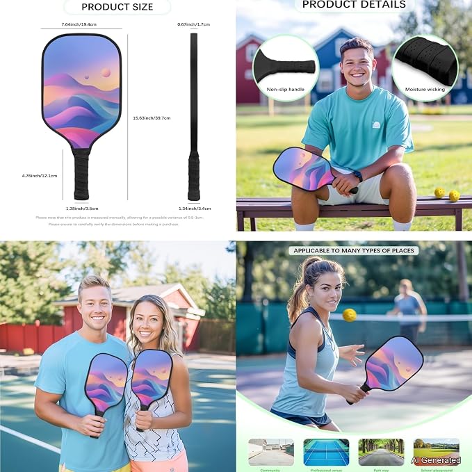 Pickleball Paddles Set 3PCS Pickleball Paddle Case Pickleball Racket Pickleball Bag Ideal for Beginners Gifts