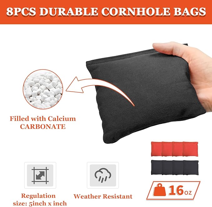 Cornhole Board Set, 3'x2' Cornhole Set, Corn Hole Boards Set, Lightweight Corn Hole Set Includes 2 Cornhole Boards, 8 Cornhole Bean Bags & Carry Case for Outdoor Games