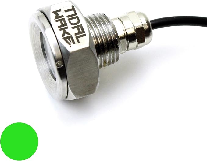 Tidal Wake IP68 LED Underwater Boat Drain Plug Light, Fits 1/2" NPT Threaded Drain, No Holes to Drill! Ultra-Bright Underwater Marine Lighting in Minutes! for Cruising, Fishing, Swimming (Green)