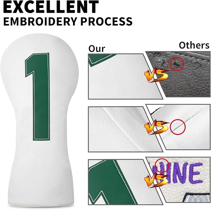 Premium Golf Head Covers - Golf Driver Head Covers, Protects Against Scratches and Damage, Specifically Designed for Fairway Woods.