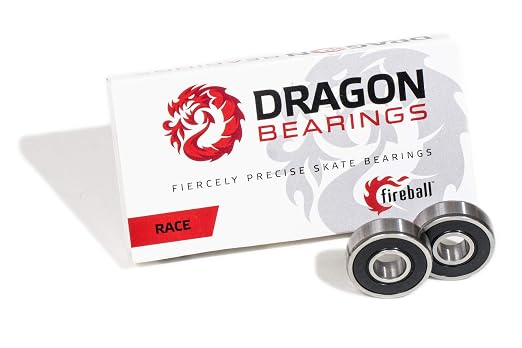 Fireball Dragon Roller Skate Bearings 16 Pack - High Performance Skate Rated Rollerblade Bearings - Dragon Roller Bearing Inline Skate Bearings, Guaranteed for Life (ONE Size, Race)