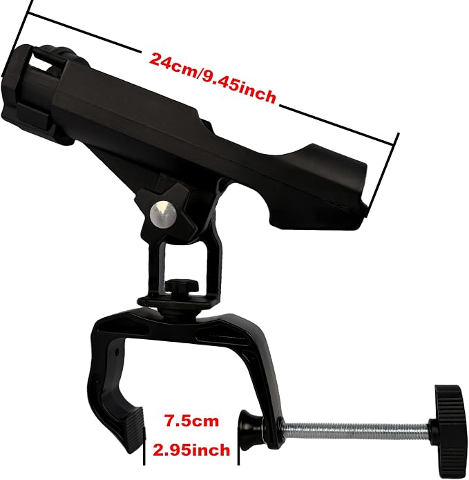 HiUmi Fishing Boat Rods Holder with Large Clamp Opening 360 Degree Adjustable Fishing Rod Racks Folding Holder