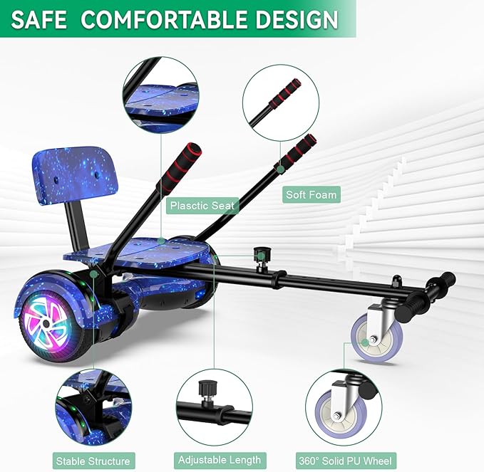 CBD Scooter with Corlorful LED Lights,6.5" Wheels, Dual 300W Motor Scooter for Kids Girls Boys Adults, All Ages